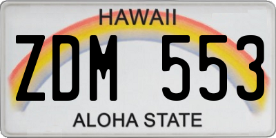 HI license plate ZDM553