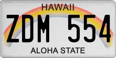 HI license plate ZDM554
