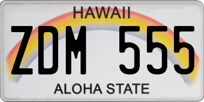 HI license plate ZDM555