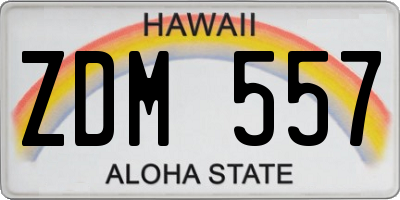 HI license plate ZDM557