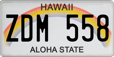 HI license plate ZDM558