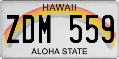 HI license plate ZDM559