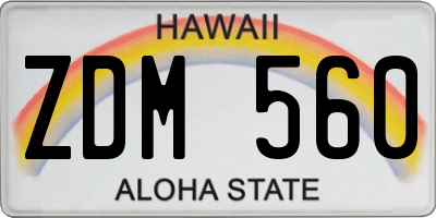 HI license plate ZDM560