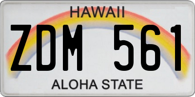 HI license plate ZDM561