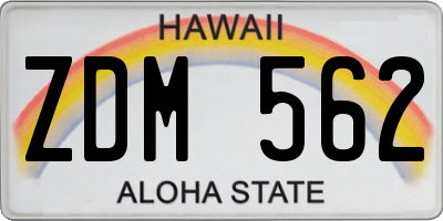 HI license plate ZDM562