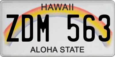HI license plate ZDM563