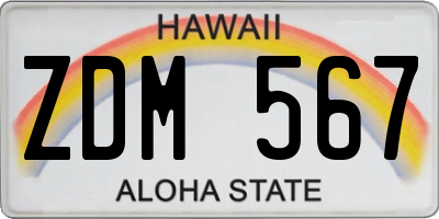 HI license plate ZDM567