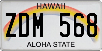 HI license plate ZDM568