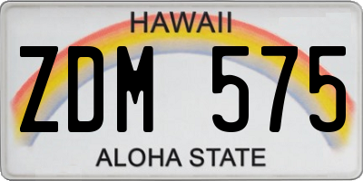 HI license plate ZDM575