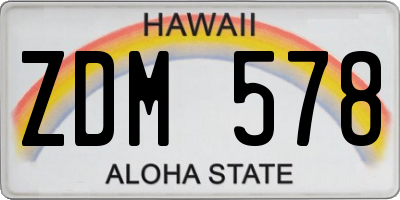 HI license plate ZDM578