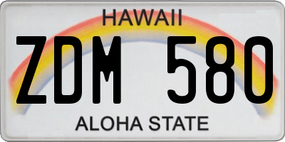 HI license plate ZDM580