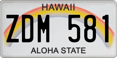 HI license plate ZDM581
