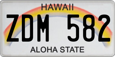 HI license plate ZDM582