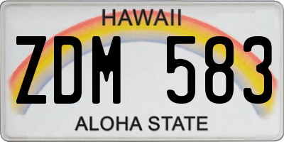 HI license plate ZDM583