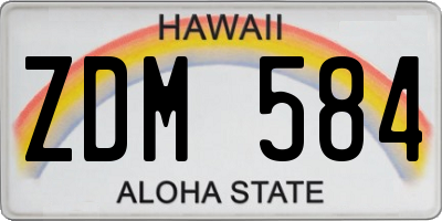 HI license plate ZDM584