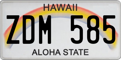HI license plate ZDM585