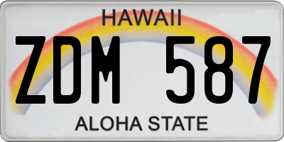 HI license plate ZDM587
