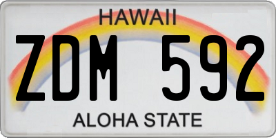 HI license plate ZDM592