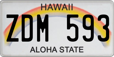 HI license plate ZDM593