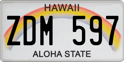 HI license plate ZDM597