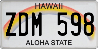 HI license plate ZDM598