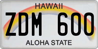 HI license plate ZDM600