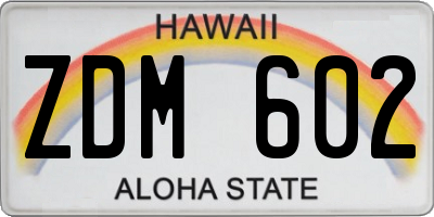 HI license plate ZDM602