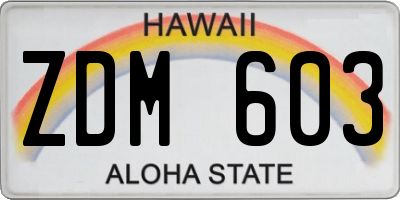 HI license plate ZDM603