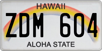 HI license plate ZDM604