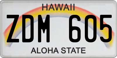 HI license plate ZDM605