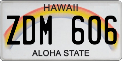 HI license plate ZDM606