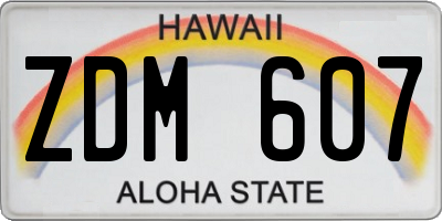 HI license plate ZDM607