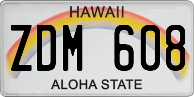 HI license plate ZDM608