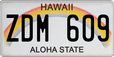 HI license plate ZDM609