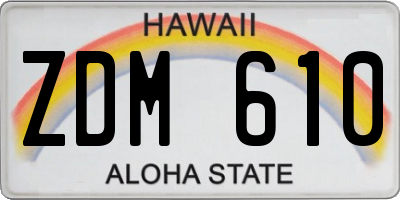 HI license plate ZDM610