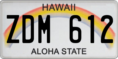 HI license plate ZDM612