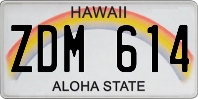 HI license plate ZDM614