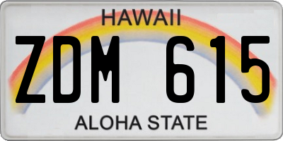 HI license plate ZDM615