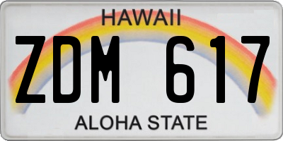 HI license plate ZDM617