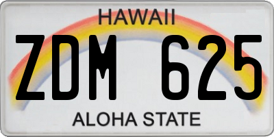 HI license plate ZDM625