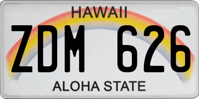 HI license plate ZDM626