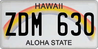 HI license plate ZDM630
