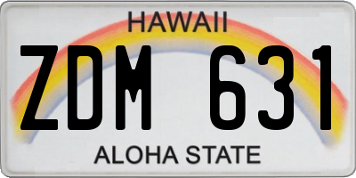 HI license plate ZDM631