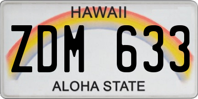 HI license plate ZDM633