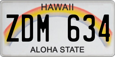 HI license plate ZDM634