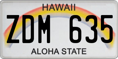 HI license plate ZDM635