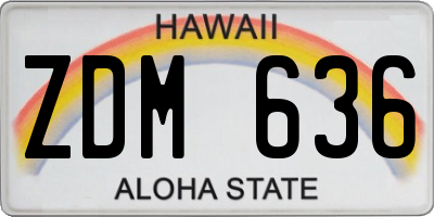 HI license plate ZDM636