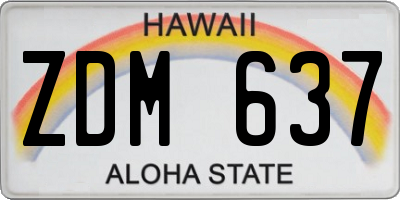 HI license plate ZDM637