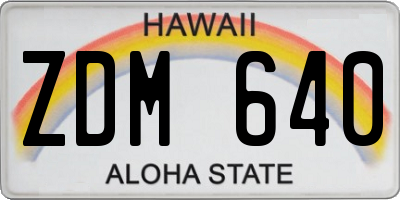 HI license plate ZDM640