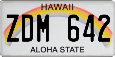 HI license plate ZDM642